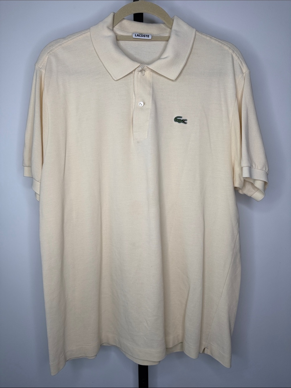 Lacoste Cream Polo Shirt Classic Crocodile Logo Size 6 (L)